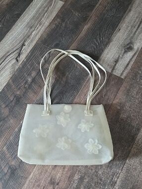 Vintage Victoria's Secret Cream Floral Mesh Shoulder Bag with Double Straps